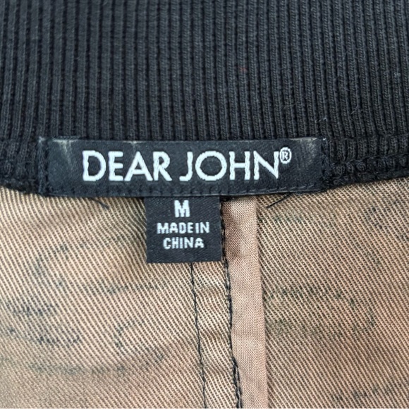 Dear John Casco Camo Bomber Jacket Size Medium Green Black Zip Up Tencel - Picture 5 of 7